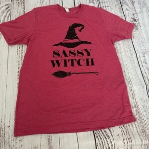 Sassy Witch Halloween tshirt. Size Large Unisex. Heather berry.